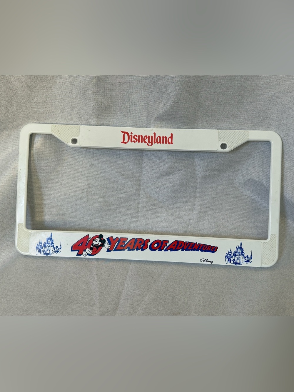 Disneyland 40 Years of Adventure White License Plate Frame